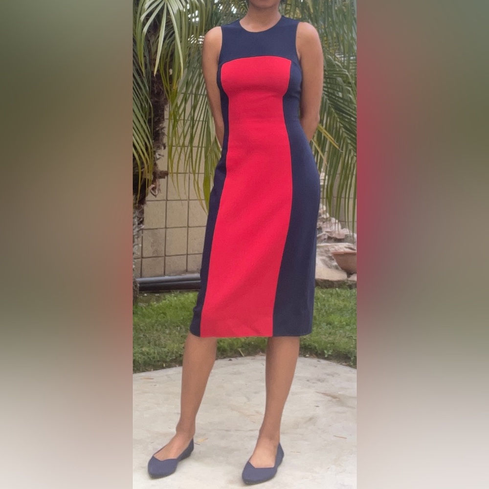 Michael Kors Sheath Dress Colorblock Red/Navy